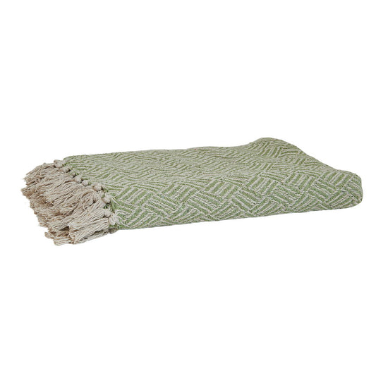 Pledd med frynser - Grønn