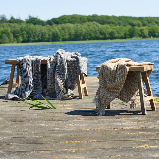 Pledd med frynser - Sennepsgul