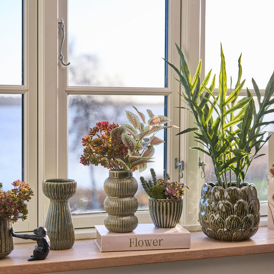 Vase med riller - grønn